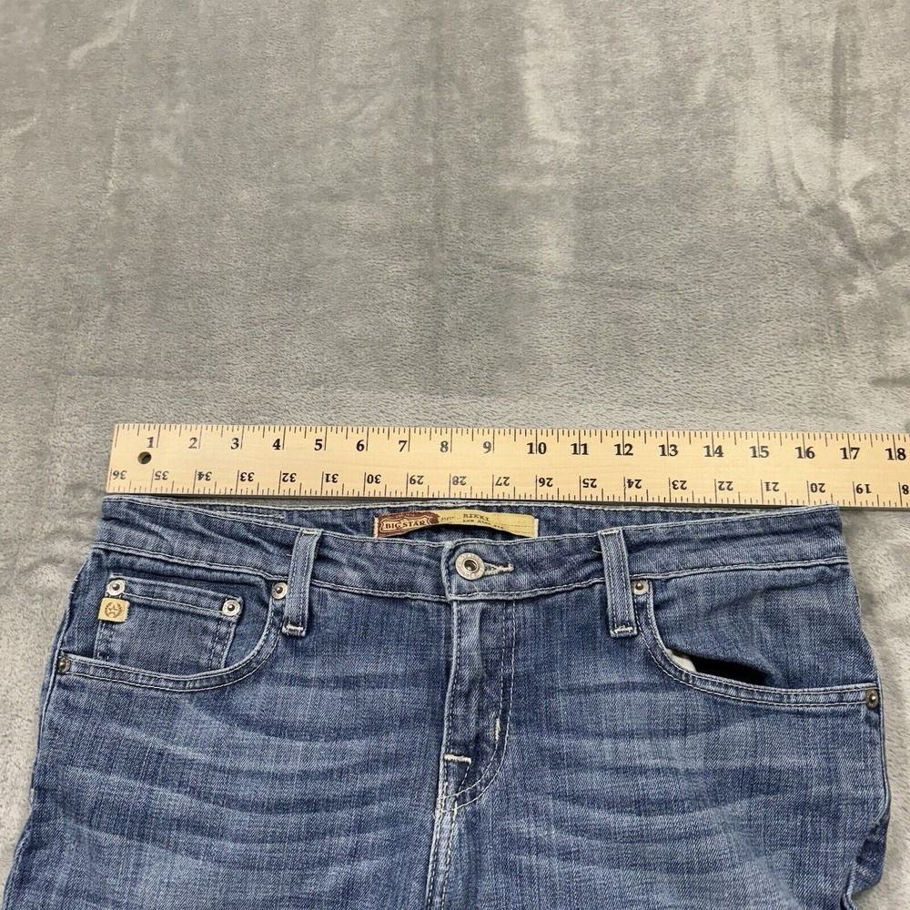 Big Star Jeans Womens 31 Blue Rikki Low Rise Fit Cropped Medium Wash Denim Logo - Picture 3 of 11